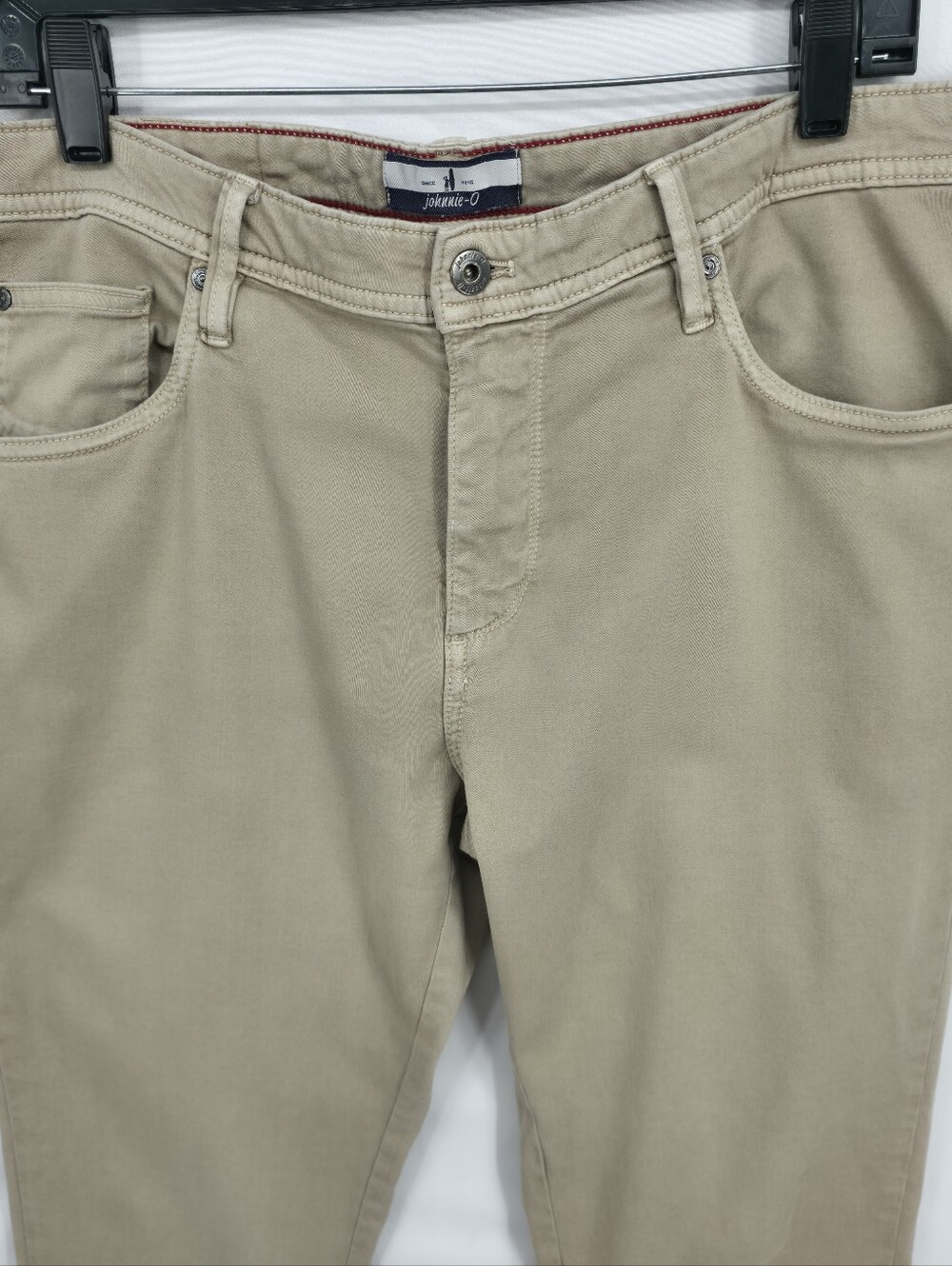 Johnnie-O Khaki 5 Pocket Pants Men's 33x32 Straight Stretch Tan Casual Golf - Picture 3 of 12